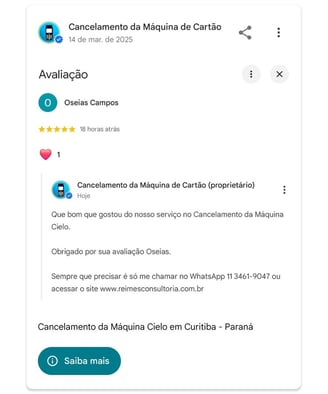 Cancelamento da Maquina Cielo em Curitiba Parana Campos