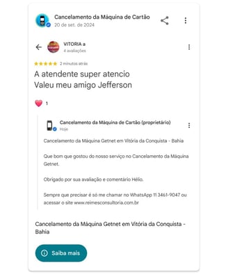 Cancelamento da Maquina Getnet em Vitoria da Conquista Bahia