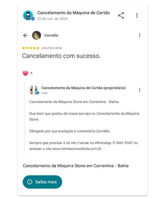 Cancelamento da Maquina Stone em Correntina Bahia