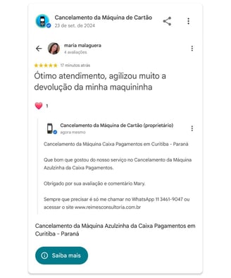 Devolucao da Maquina Azulzinha da Caixa Pagamentos em Curitiba Parana