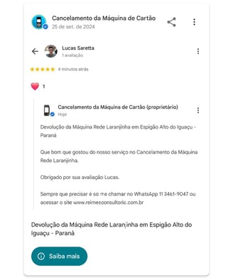 Devolucao da Maquina Rede Laranjinha em Espigao Alto do Iguacu Parana