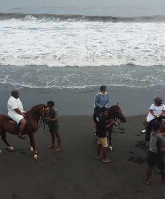 riding along the beach