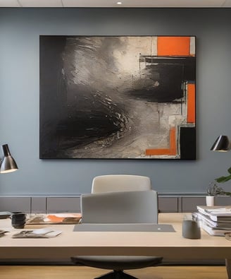 Arte pop abstrata com traços marcantes e cores vivas.