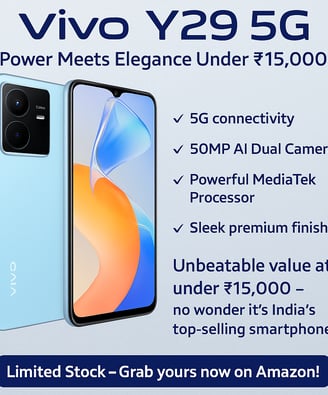 Vivo Y29 5G – Power Meets Elegance Under ₹15,000! 5G 50MP AI Dual Camera MediaTek 5000mAh battery