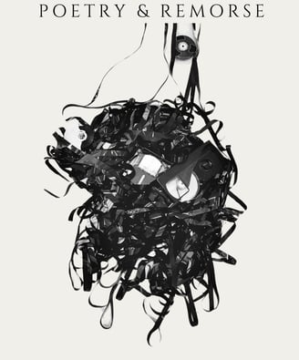 The cover of the poetry book Tapes in Drag: Poetry & Remorse by LVF.LVX. The cover has unwound tapes