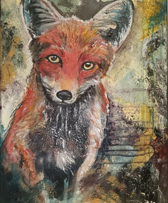 a painting of a fox