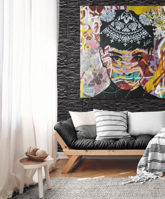 quadro personalizado de Audrey Hepburn em estilo pop-art.