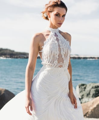 beaded pearl wedding dress