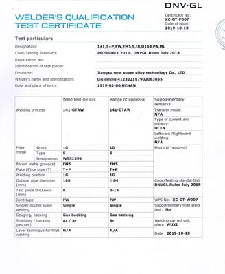 DNV-GL Welders Certified