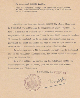 attestation resistance prefecture haute garonne 1947 M Lanquetin