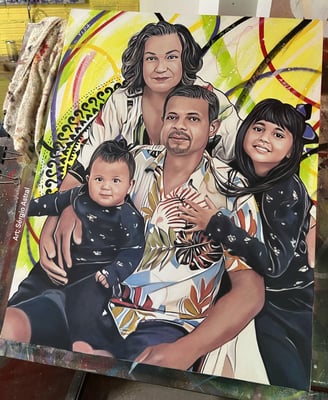 Quadro personalizado com retrato de família em estilo Pop-Art.