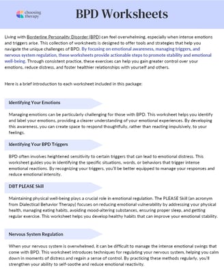 bpd worksheets
