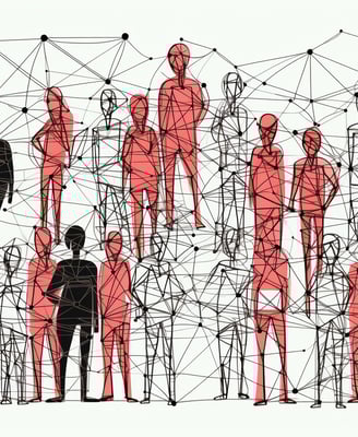 a group of people standing around a group of people