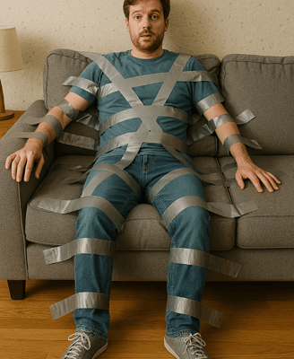 Un homme procrastine, scotché à son canapé pour la journée mondiale de la procrastination