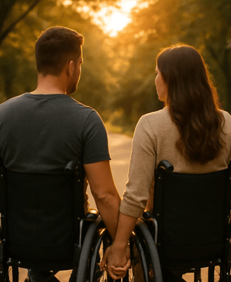 couple en chaise roulante pour la journée mondiale des mobilités et de l'accessibilité
