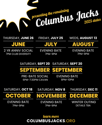 Columbus Jacks dates June 2025 to December 2025