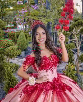 quinceañera sesion vestido rojo naturaleza