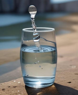 A clear bottle of sparkling water branded Mineragua is placed on a wooden table. Surrounding the bottle are plates of food, including a pizza and a dish garnished with various toppings and fresh greens. Sunlight filters through the surrounding space, casting soft shadows around the scene.