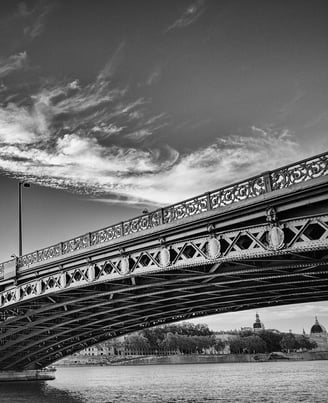 Photo d'art en noir et blanc du pont de l'université a lyon