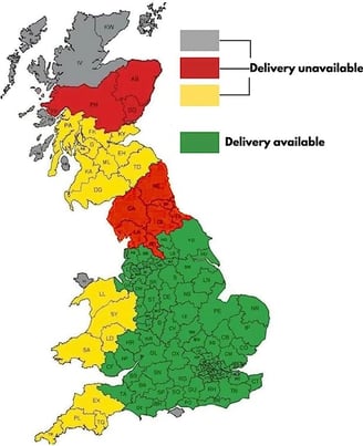 Routes where we deliver in 2-3 days