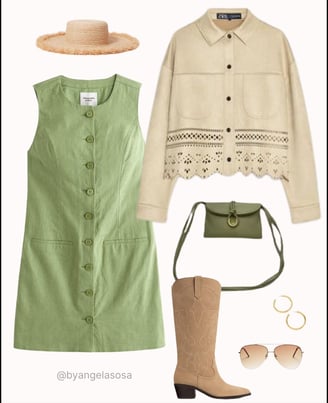 Outfit casual con vestido corto verde