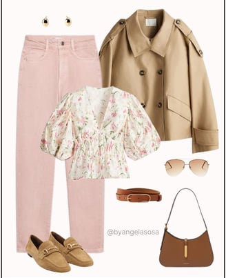 Idea de outfit casual romántico en rosa