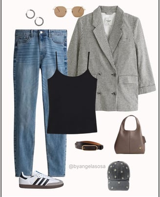 Outfit casual con jean, blazer y tenis