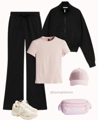 Outfit deportivo en negro y rosa