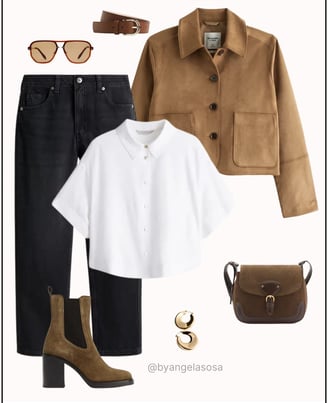 Look con jean casual en tonos tierra