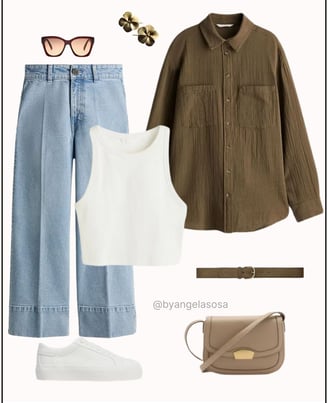Outfit casual con jeans anchos