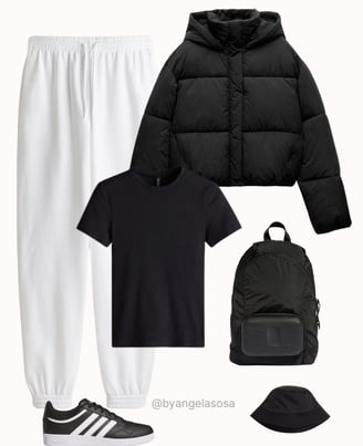 Idea de look casual en blanco y negro
