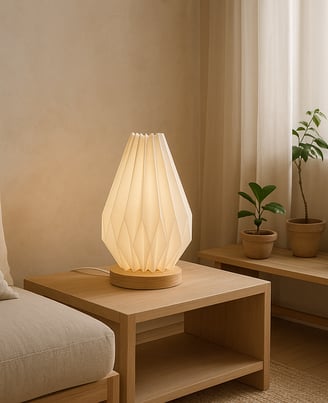 an origami table lamp