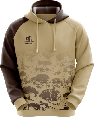 Sports hoodie 3D mockup #9 front – Beige/Brown sublimation on premium polyester fabric | Realm Hawk