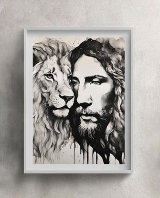 Wall art digital printable file. Jesus with a lion