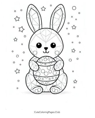 Abstract Bunny Easter Coloring Sheet