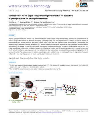 Conversion of waste paper sludge into magnetic biochar for activation of peroxydisulfate for tetracy