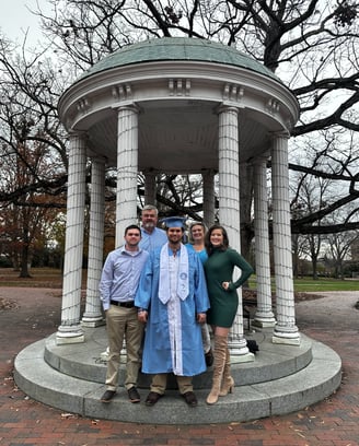 Adrien surrounded by family at the Old Well.