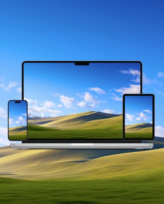 a laptop computer monitor and a laptop on a grassy field