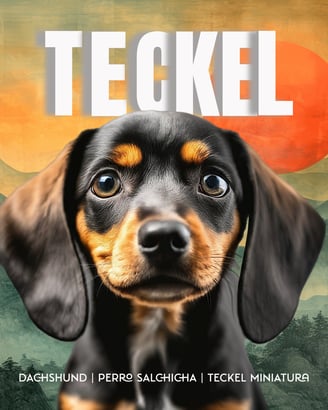 Cachorro Teckel miniatura color de pelaje negro fuego