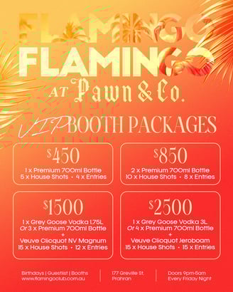 Flamingo VIP Booth Packages