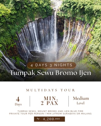 4d3n Bromo Ijen Tumpak Sewu Waterfall Tour