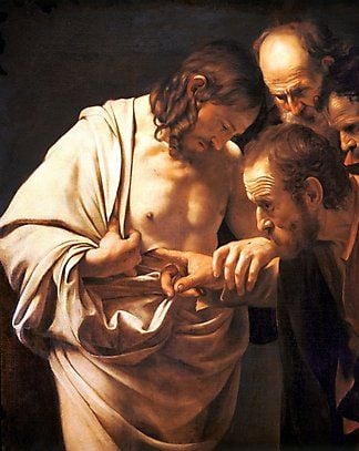 The Incredulity of Saint Thomas by Caravaggio (1602)