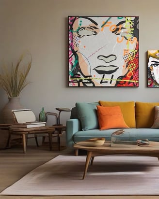 Pop-art em casa: quadro na parede da sala com um estilo moderno e divertido