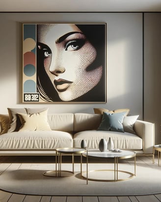 Rosto de uma moça em estilo Pop-Art.