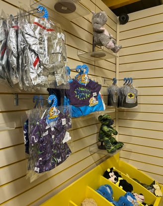 Bear Extras such as TShirts and Shoes in the Bear Area