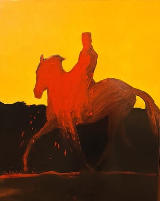 oeuvre d'art animalier- artiste peintre - chevaux cavalier dressage