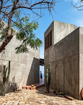 Concrete and wood biophilic designed house Rhodes Greece