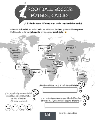 Worl map with Soccer in different languages