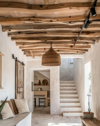Air quality enhancer materials like clay, mud, and live plants keep this home cool Rhodes Greece
