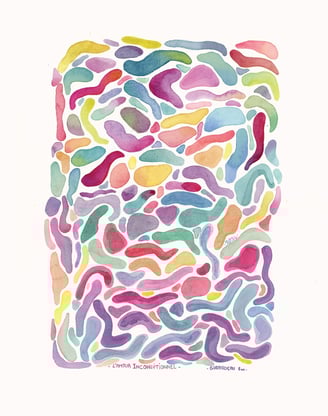 Aquarelle abstraite, formes géométriques, art contemporain